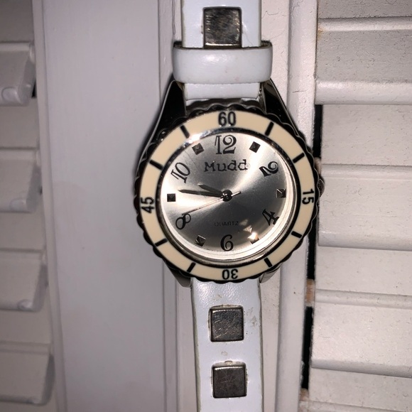 Mudd White Silver Studded Watch - Picture 2 of 4